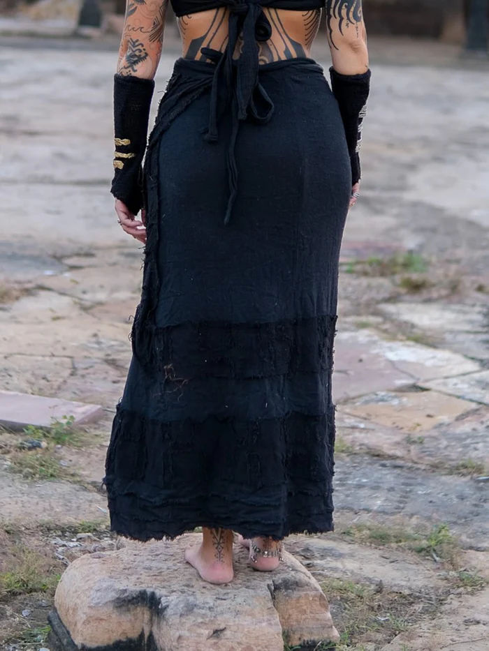 Dharitri Skirt Boho Layered Cotton Skirt – Tribal Festival Wear